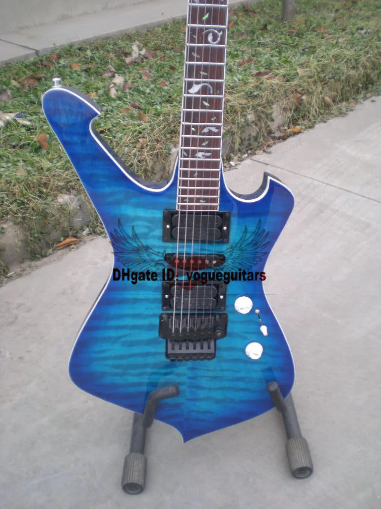 Wysokiej jakości gitara Gitara Niebieska gitara elektryczna z czarnym sprzętem (może dostosować kolor)