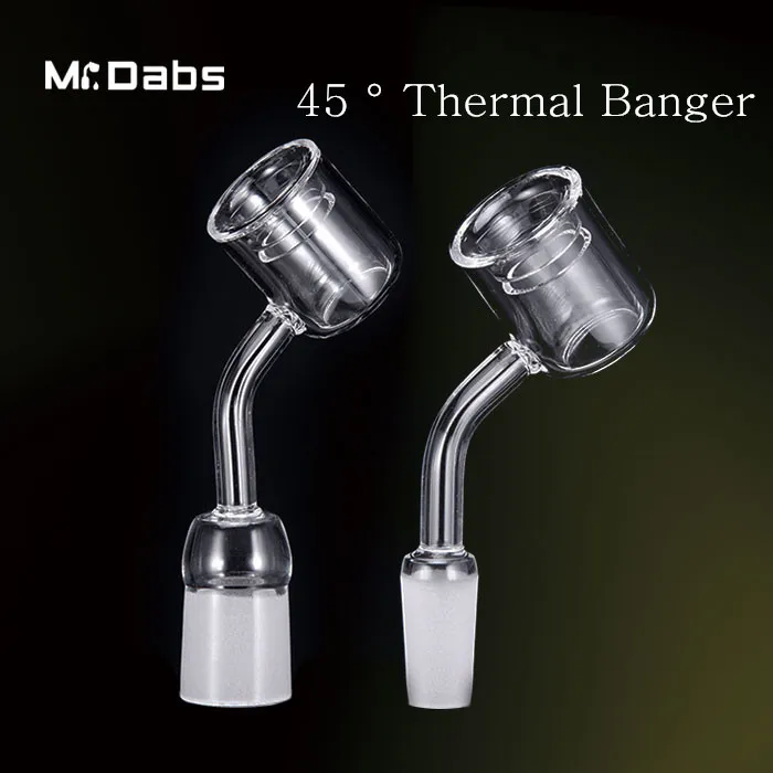 Quarat Thermal Banger Rökningstillbehör 28mm ytterdiameter 45 graders dubbelrör kvarts termiska bangers nagel för oljeriggar glas bongs