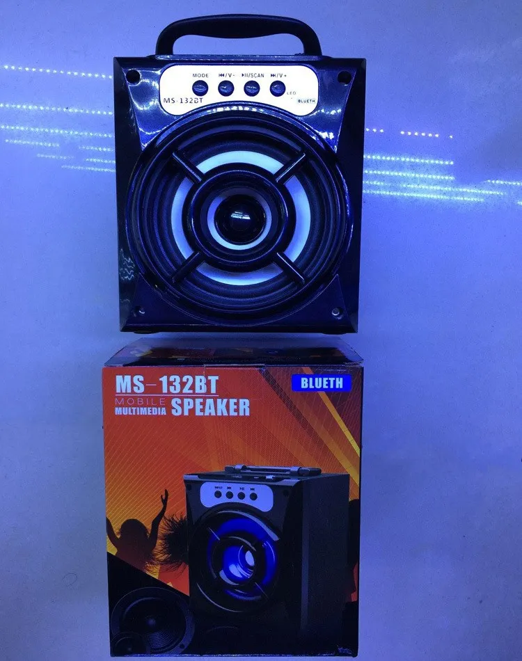 MS132BT Mini portátil sem fio Bluetooth Square Speaker Support FM Radio LED Shinning Tfmicro SD Música tocando DHL FedEx7607734