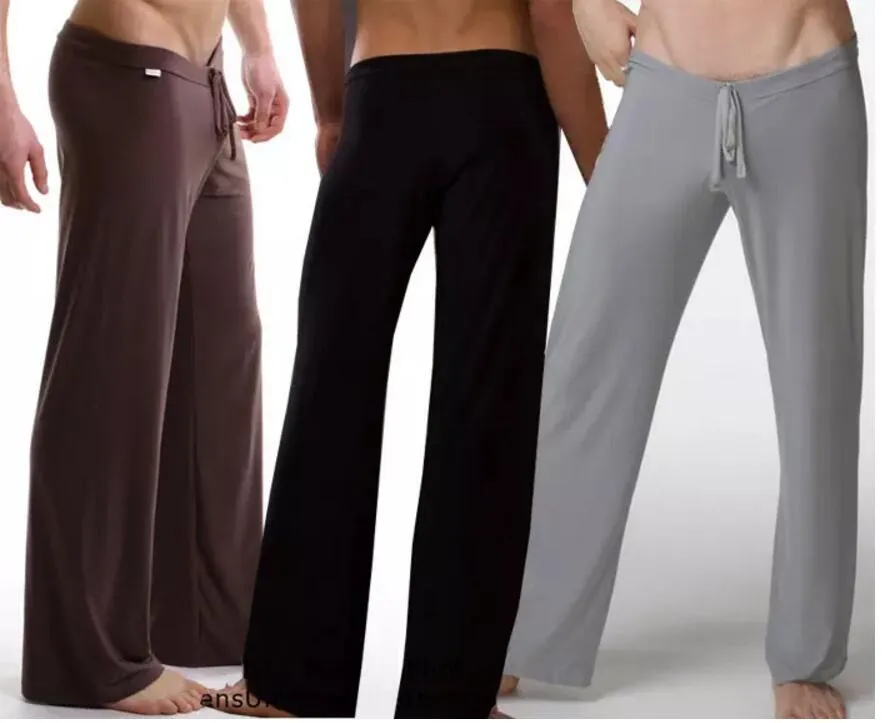 top new Nero/Grigio/Nero/Bianco Uomo Sexy Silky Lounge Pantaloni larghi larghi sportivi Yoga Pigiama Uomo Pigiama Sleepwear Pantaloni