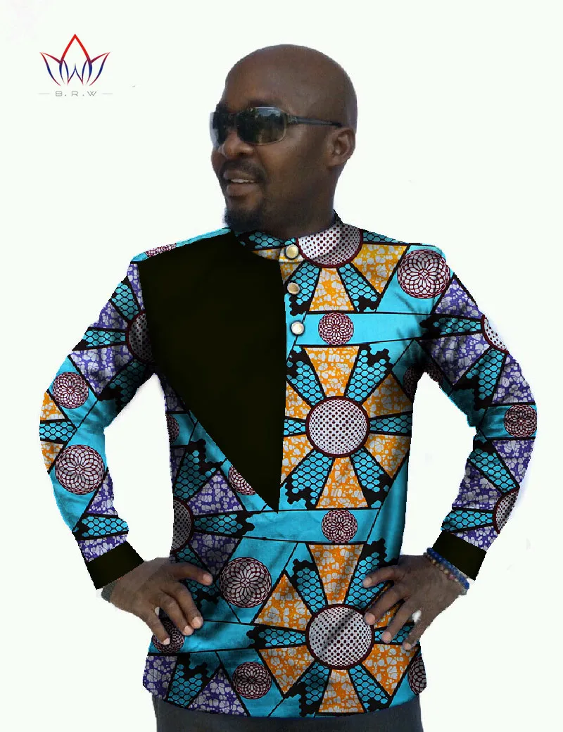 الجملة-رجل الملابس الأفريقية dashiki الرجال عارضة قميص الرجال طويلة الأكمام يتأهل اللباس قميص بازان الغنية الرجال القمصان الأفريقية 6xl WYN28