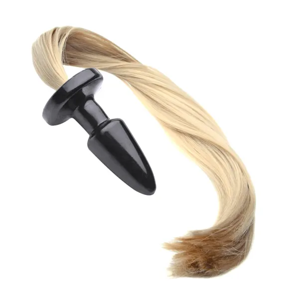 Unisex Anal Butt Plug With 50 Cm Blond Silky Pony... From Zhengrui09, $5.22 