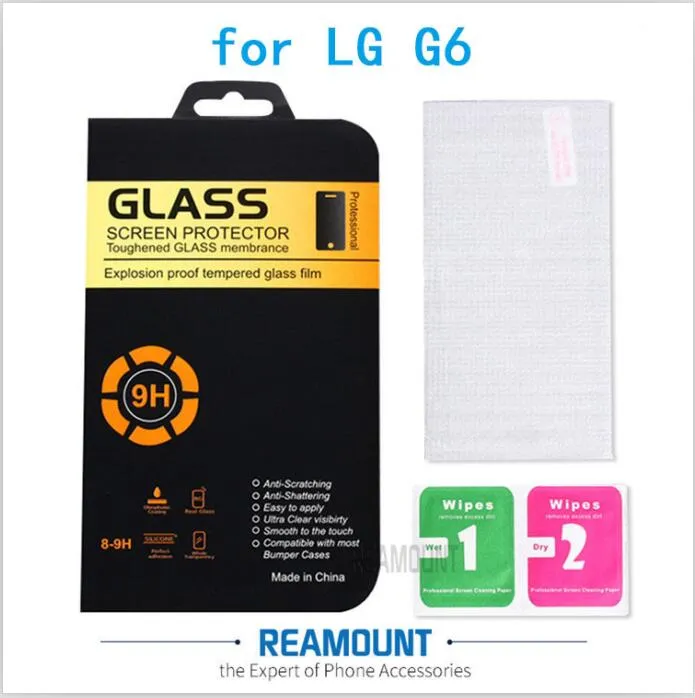 2.5D 9H Ultra Clear Transparent Protective Film Dustproof Screen Protector Guard for LG G6 Toughened Protector Screen with High Class Packag