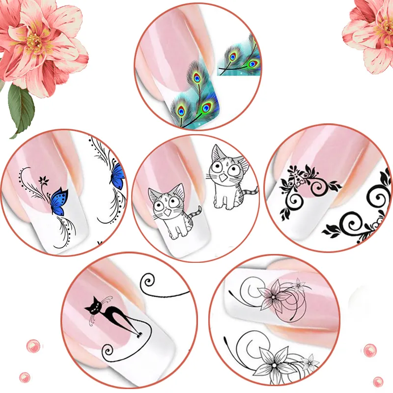 Paznokci salon DIY Design Cartoon Cat Water Transfer Nail Art Sticker Paznokci do dekoracji Łatwy Zastosuj i usuń