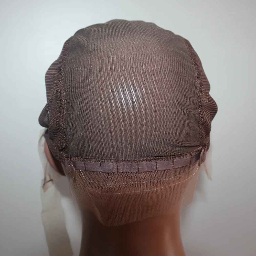 Bonnet de perruque Full Lace pour la fabrication de perruques, filet à cheveux en dentelle suisse et française avec oreille à oreille, extensible, couleur marron moyen pour la fabrication de perruques 4670757