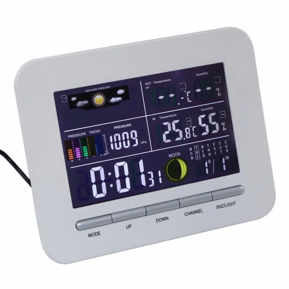 Freeshipping Weather Station Indooroutdoor Termometer fuktighet Hög noggrannhet Digital trådlös färgdisplay med bruksanvisning