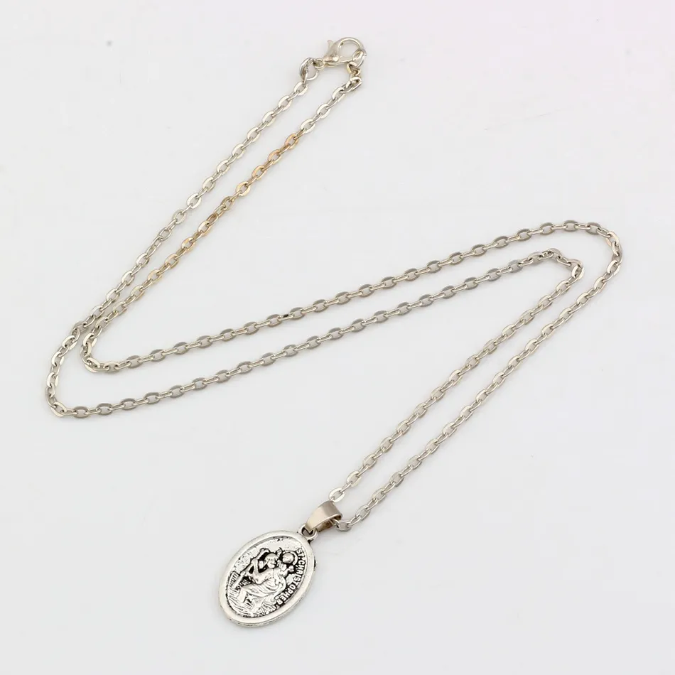 MIC 20 Stück Antiksilberlegierung ST Christopher Religion Charms Anhänger Schlüsselbein Halskette für Männer Frauen Schmuck Geschenk C11