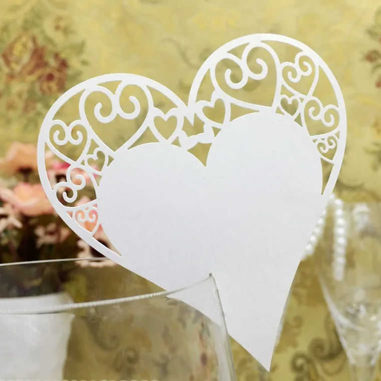 Bröllopsfest Favoriter Bordscenter Stycken Bröllopsdekorationer Bröllopsdekorationer Centerpiece Födelsedagsfest Decor Heart Wine Glass Place Card