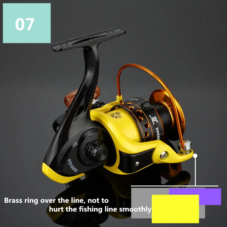 Sea Boat Spinning Fishing Reel HD1000-7000 Serie 12BB Geel Kleur Pesca Vissersvaartuig Spinning Rollen Vissen Wiel