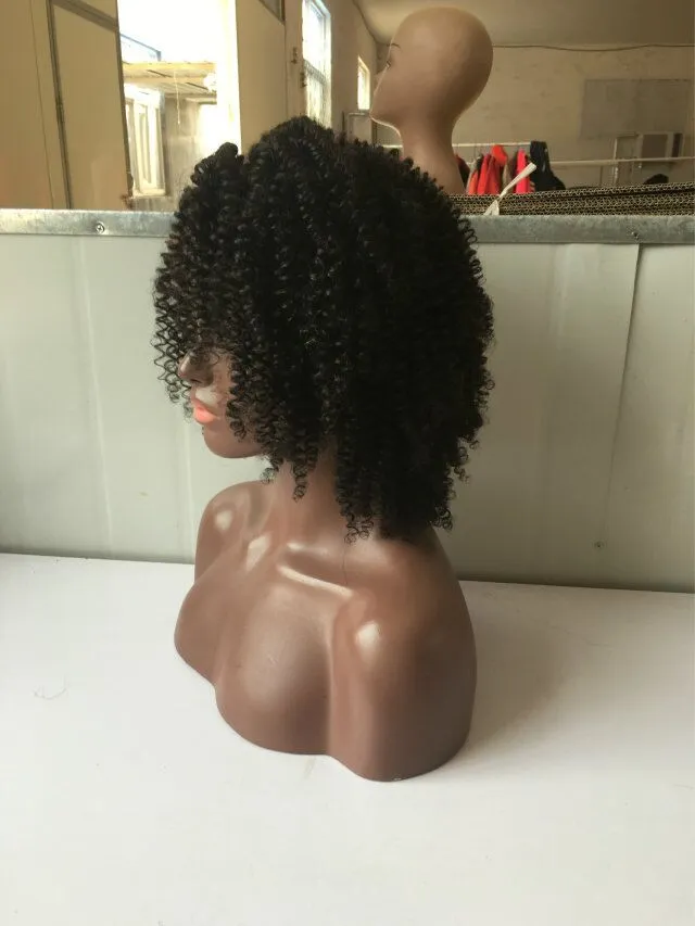 150% Afro Kinky Riccio anteriore in pizzo Parrucche capelli umani Bob Parrucca piena mongola in pizzo Capelli umani Riccioli afro Nautral Vendita nera