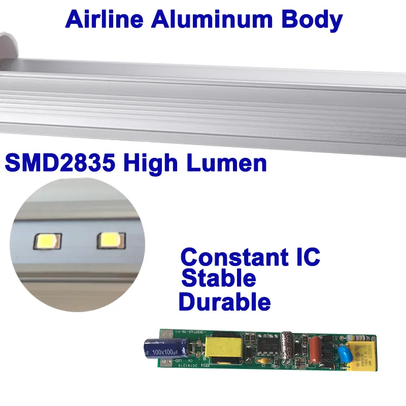 Tube LED T8 intégré 2ft 600mm 10W Lampe fluorescente AC85-265V CRI 80 Lumen élevé, prix d'usine