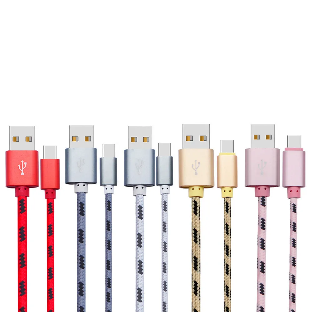 3 M / 10ft Type C Sterke Metalen Nylon Vlechtstof USB-oplader Kabel voor Sansung S8Plus S8 HTC LG 3M / 10FT 2M / 6FT 1M / 3FT GRATIS DHL