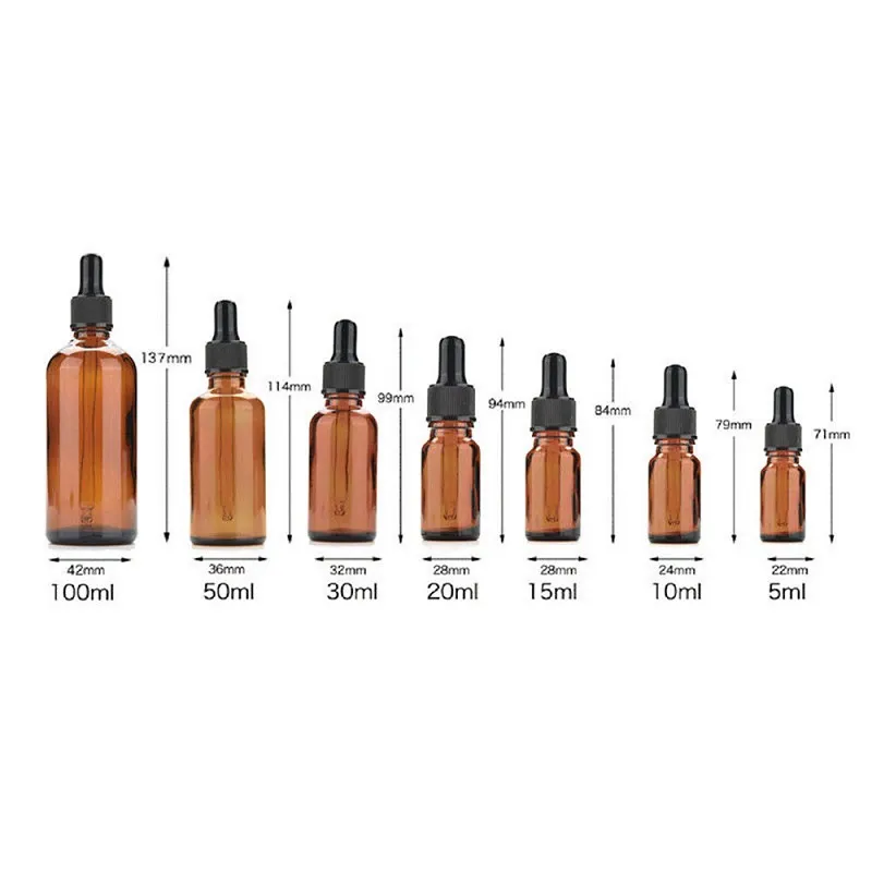 Amber glas vloeibare reagens pipet flessen oogdruppeler aromatherapie 5 ml-100ml etherische oliën parfums flessen groothandel gratis DHL