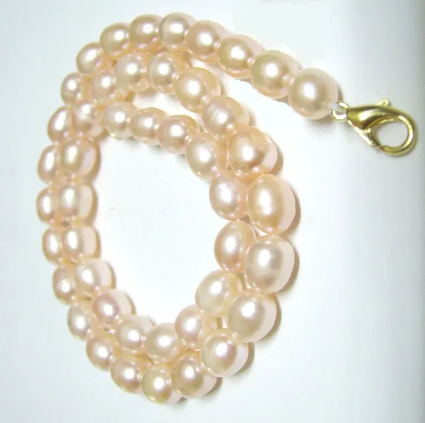 10st / mycket rosa ris sötvatten pärl pärlhalsband hummer lås 16inch för diy hantverk smycken gåva p2