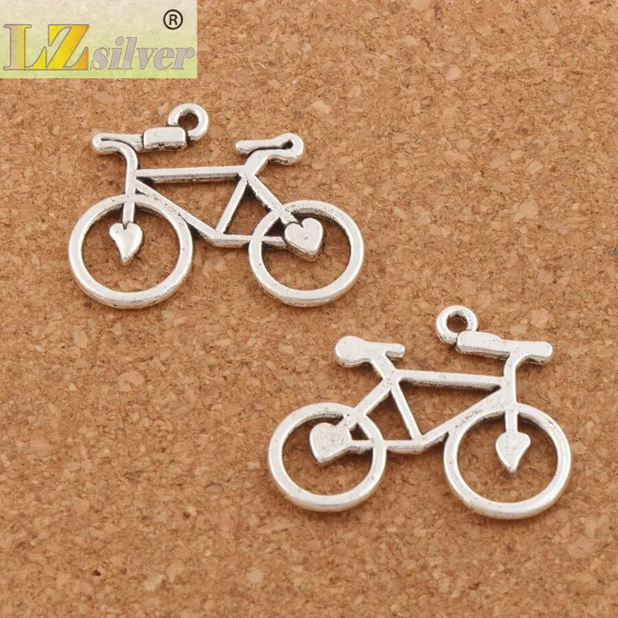 Öppet hjärta Bike Cykel Charms Pendants 100st / 30.6x23.3mm Antik Silver Mode Smycken DIY Fit Armband Halsband Örhängen L264