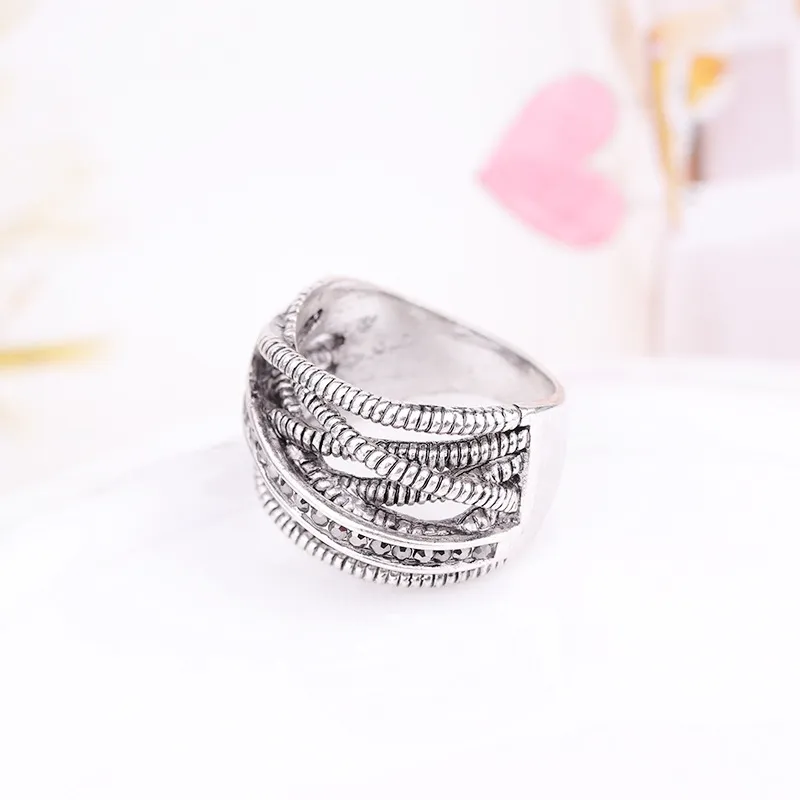 Bütün 925 Gümüş Basit Elmas Bayanlar Retro Ring Fit Pandora Kübik Yıldönümü Takı Kadınlar Noel GIF241A