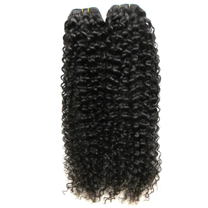 Full Head Hair Weave Skönhet 2st / Obehandlat Virgin Mongolian Kinky Curly Hair Buntar Inga Shedding och Tjock