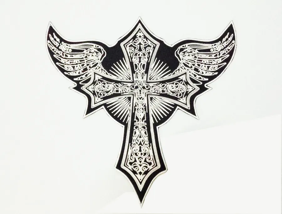 Patch broderie Skull Cross Wing Angel Motorcycle fait à la main Fer brodé sur les patchs Applique Patches pour vestes