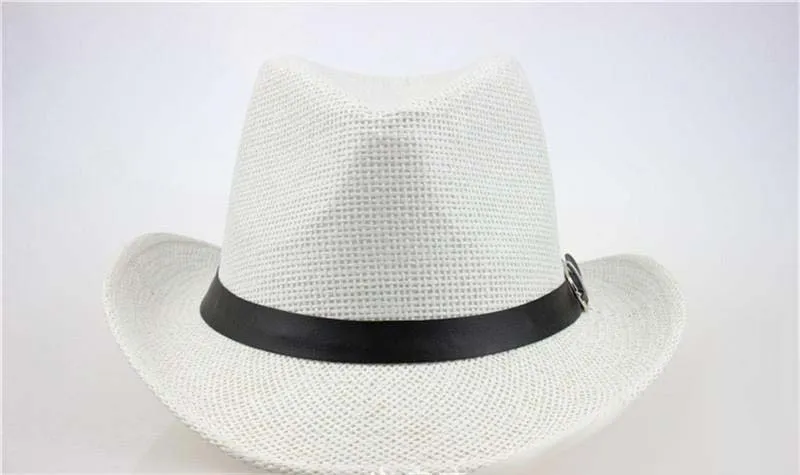Nieuwe Zomer Multi-Color Stro Hoed Leer Designer Vrouw Man Cowboy Panama Hat Cap 6 Kleuren Beschikbare Gratis verzending