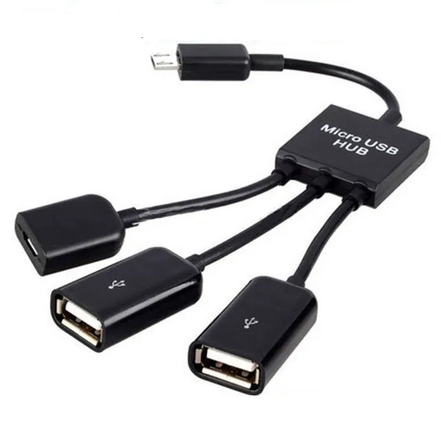 100 sztuk / partia * 3 w 1 Micro USB OTG HUB Złącze kablowe Splitter 3 Port Micro USB Ładowarka ładowania do Samsung Google Nexus Nowy