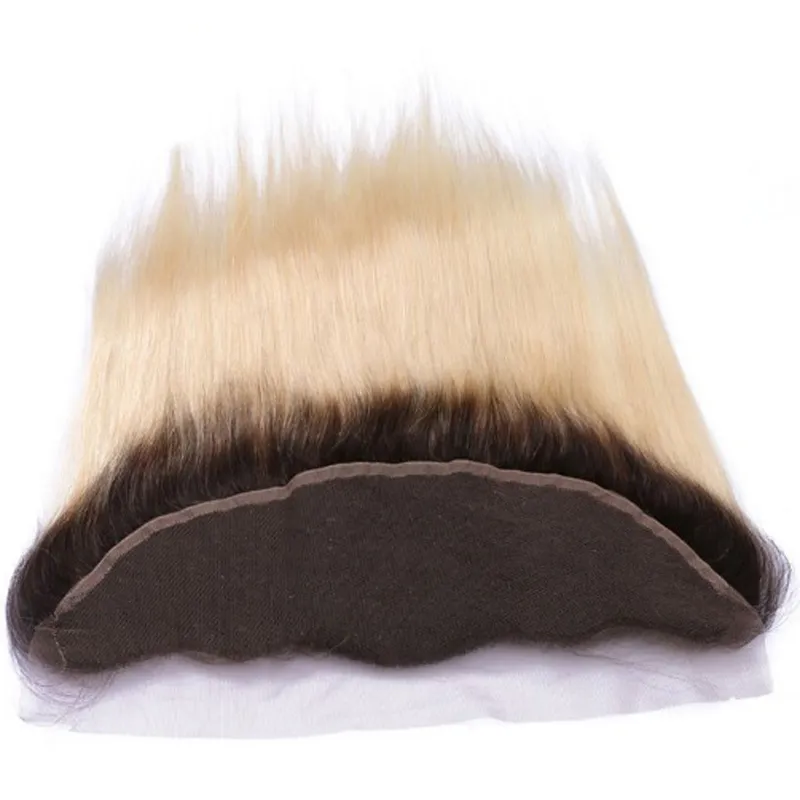 Two Tone 1B 613 hår ombre rak spets frontal 13x4 blond mörk rot