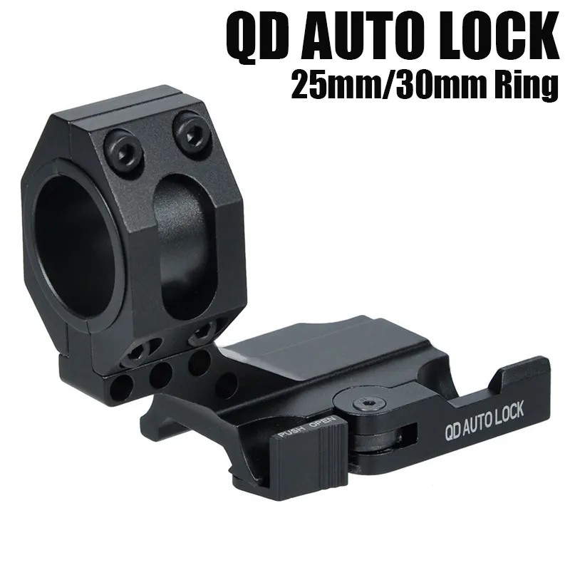 Tactical Auto Lock Release Quick Cantilever 25mm/30mm anel de escopo 2 "da posição de escopo para frente Picatinny tecelão QD Mount Black