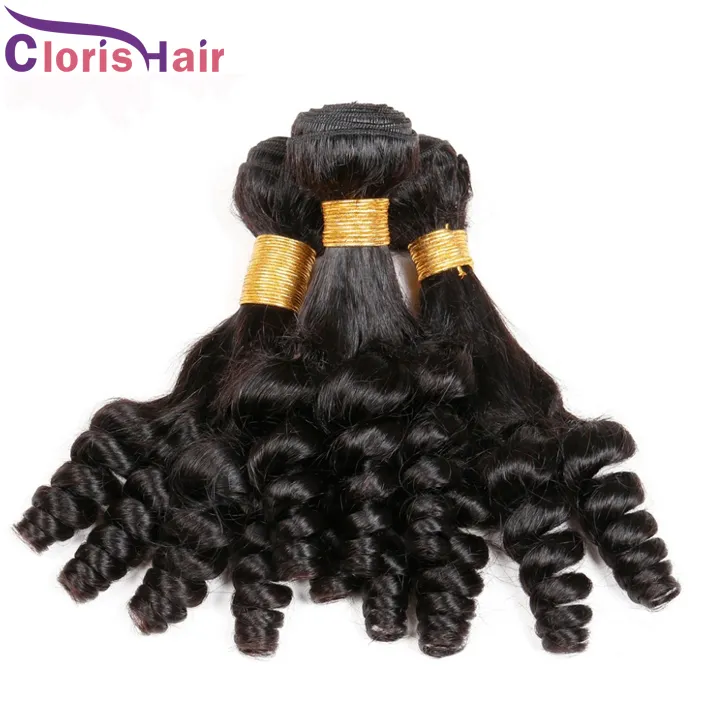 Neuankömmling Bouncy Spiral Romance Curly Human Hair Weave Bundles Großhandel Unverarbeitete peruanische Jungfrau Tante Funmi Egg Curls Extensions 3 Stück