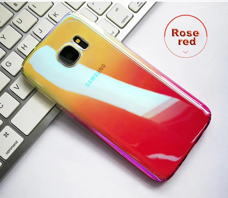 Aurora dégradé couleur Transparent dur PC coque de téléphone pour Samsung galaxy S7 S7 bord couverture luxe galvanoplastie étui d'origine