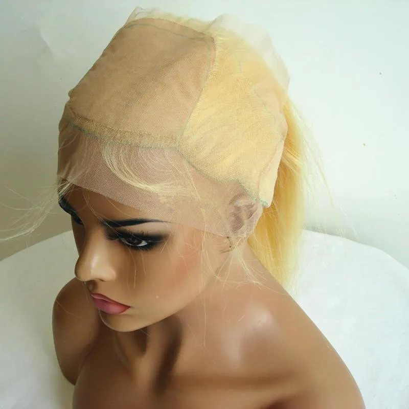 Blond 613 Silky Straight Silk Base 360 ​​Lace Band Frontal Pre Plucked 360 Lace Band Frontal Blonde med 44 Silk Top1948616