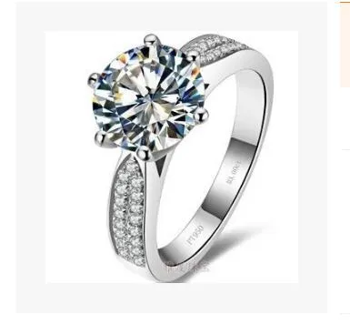 Alta calidad brillante nueva redondo múltiple múltiples zircon diamante 3CT seis anillo de garra moda boda o anillo de compromiso estilo real