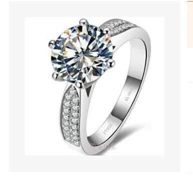 Hochwertiger, brillanter neuer runder Multi-Zirkon-Diamant-3CT-Ring mit sechs Krallen, modischer Hochzeits- oder Verlobungsring im königlichen Hofstil