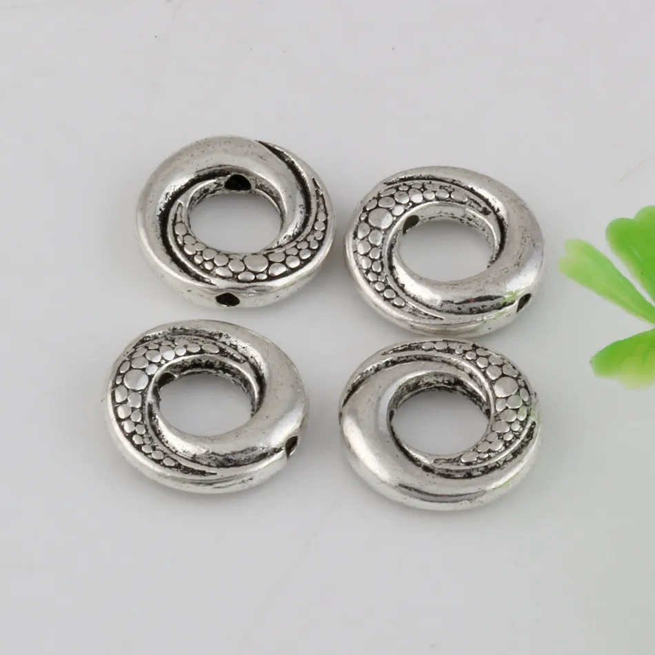 Heet ! 200 stks antiqued zilver zinklegering ronde cirkel spacer kralen frame charms 15mm diy sieraden