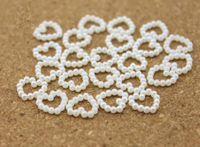 Nouveau Design blanc perle perles en forme de coeur bricolage épingle à cheveux accessoires perle téléphone mariage fabrication de cartes artisanat 11mm * 11mm 2016 HOT