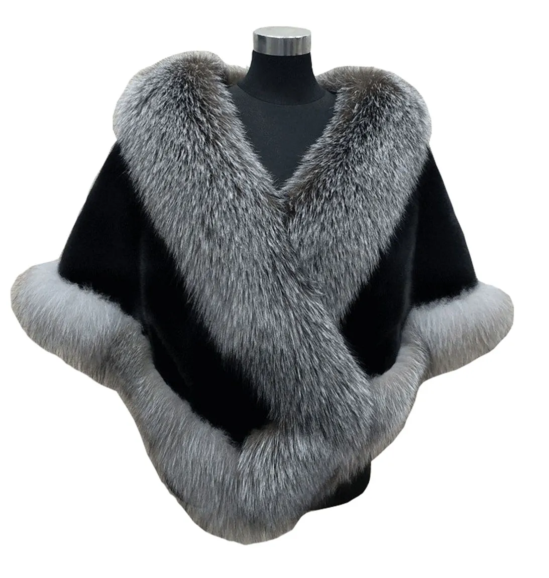 bridal Wraps Autumn winter long fox faux fur evening dress shawl cloak scarf female Party Cocktail