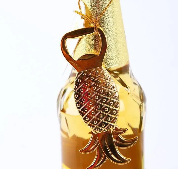 Favores Do Casamento Presentes Abacaxi De Metal De Ouro Abridor De Garrafa De Cerveja Decoração do partido Suprimentos de Ouro Ananas Comosus Tampa Da Garrafa Abridor + DHL Livre