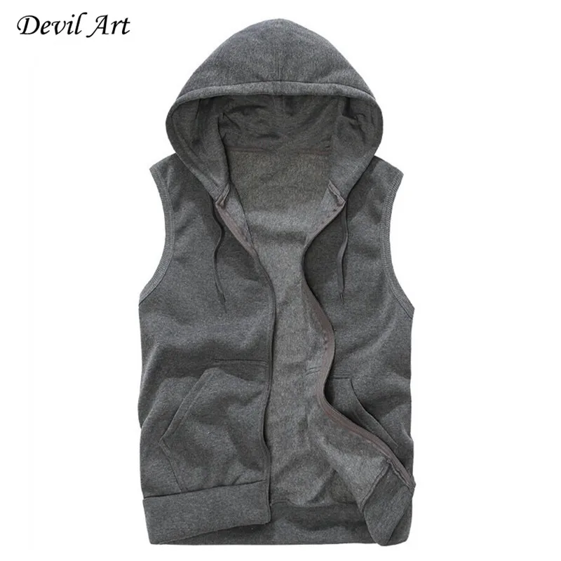 Wholesale-Mens Sleeveless Hoodies Fashion Casual Hooded Sweatshirt Men Hip Hop Hoodie Men's Sportswear High Quality 5 Color Size M-XXL A36