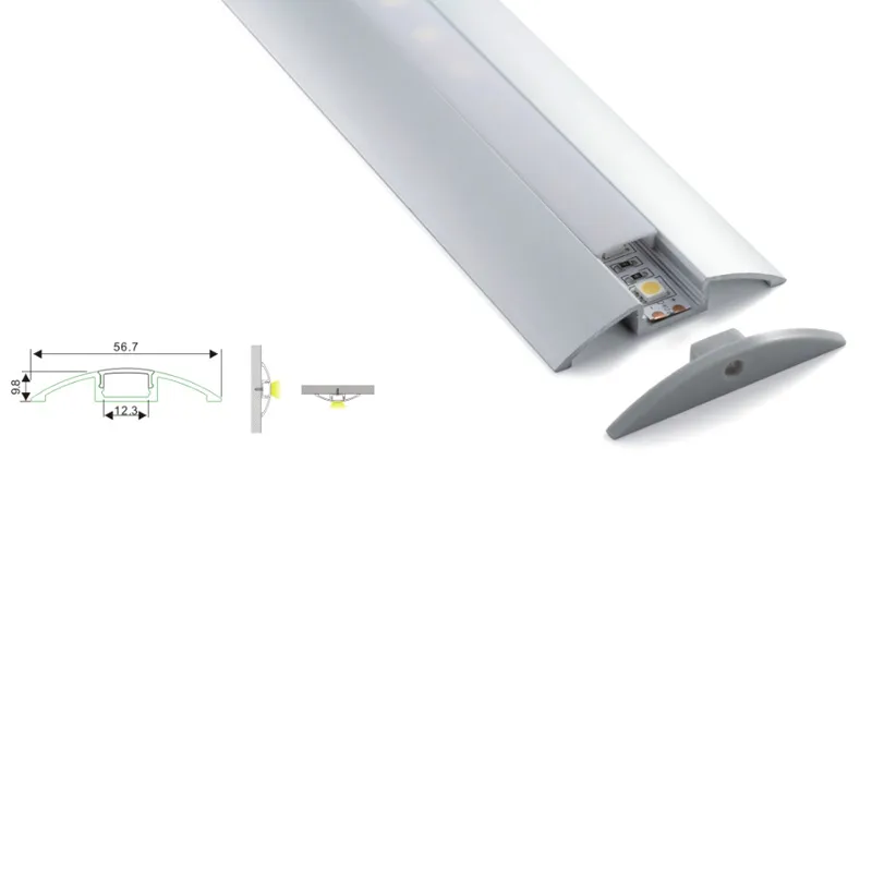 50 x 1m Sats / Lot Flat LED Aluminium Extrusion och Half Lunar Type Cabinet Channel LED för möbler eller kökslampor