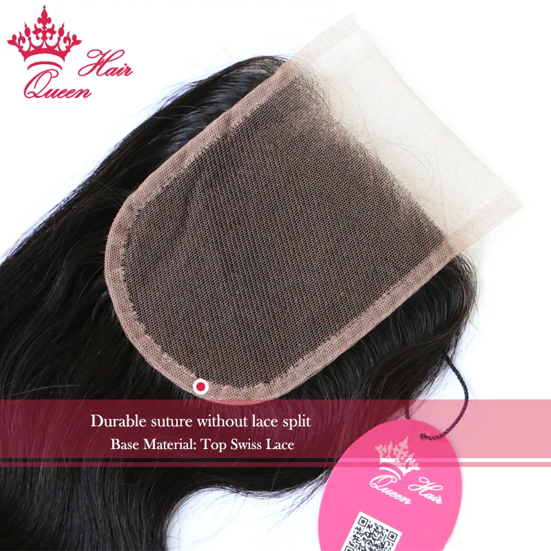 Productos para el cabello de la reina 100% Virgin Human Hair Brazilian Lace Cierre Body Wave 8-20inch # 1b Color natural 8A grado DHL envío rápido