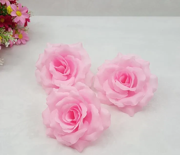Crème ivoire 100p soie artificielle camélia Rose pivoine fleur tête 7-8cm décoration de fête à la maison tête de fleur