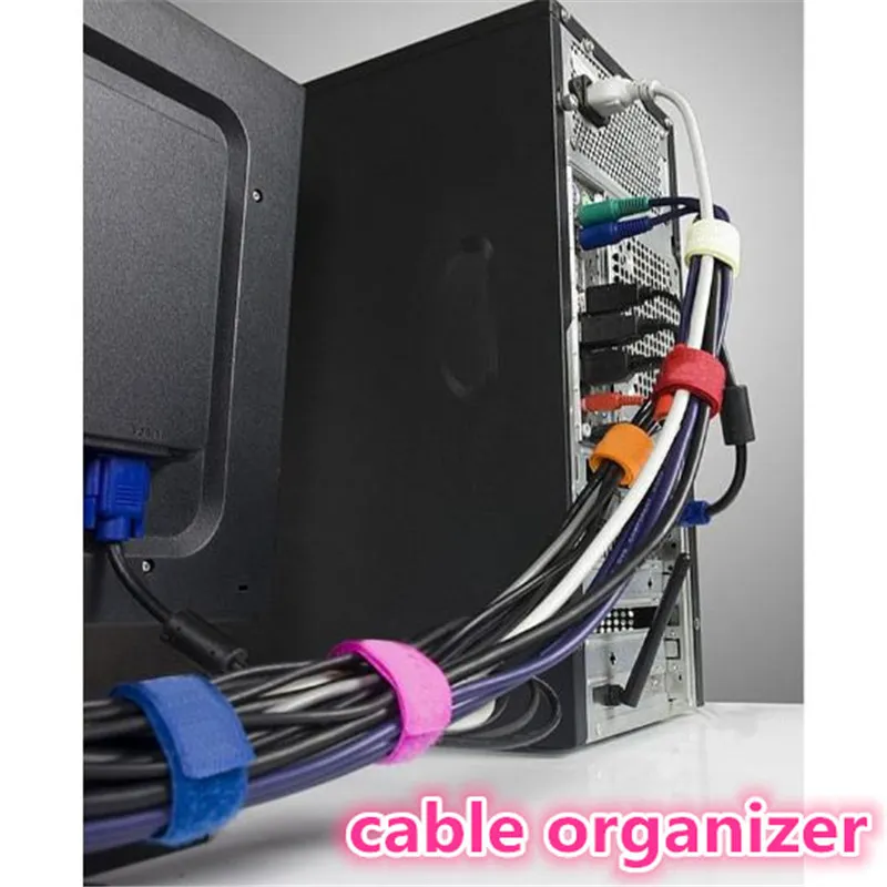 Renkli Naylon Kablo Organizatör Bağları Sihirli Bant Yapışkan Tel Kayış Kordon Wrap Sabitleme ZPG044