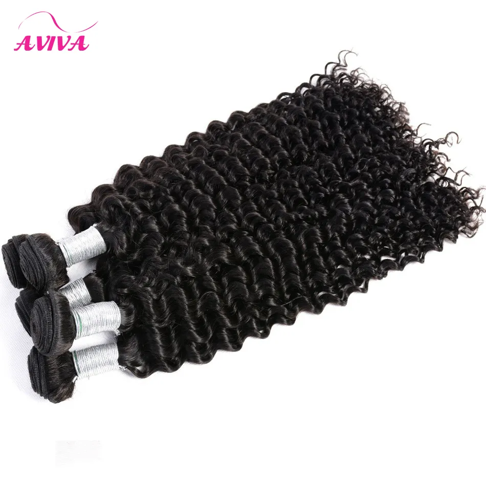 Fechamentos de renda com 3 pacotes Brasileiro Curly Virgem Humano Weaves 8A Peruana Malásia Camboja Indiana Mongólia Jerry Cabelo Cabelo Trama