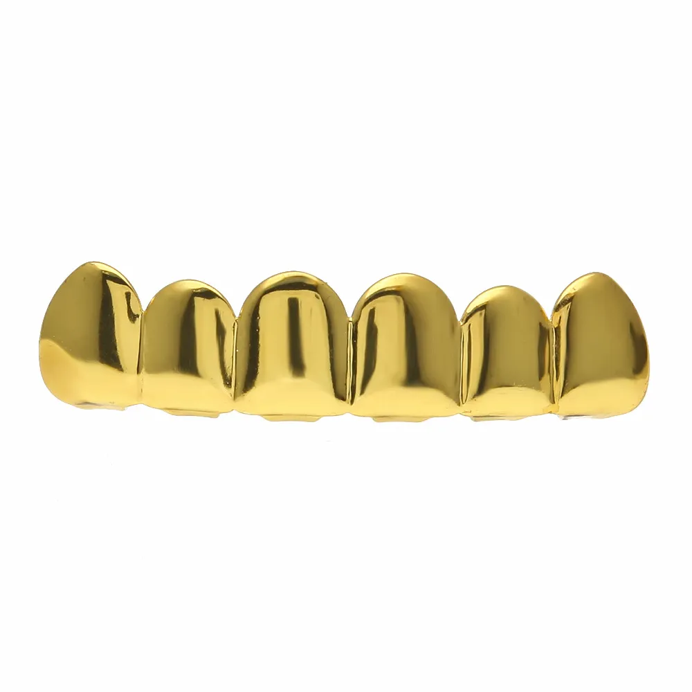 Factory Gold Color Hiphop Teeth Grill Top & Bottom Grill Hip Hop Bling Hollow Vampire Teeth for Halloween Christmas Gift