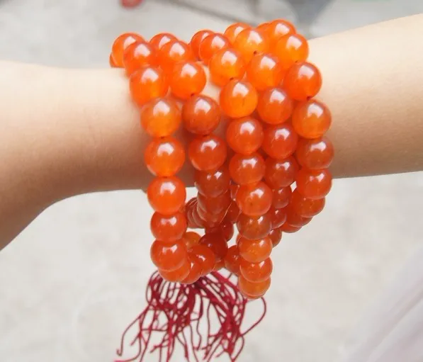 Perles de prière bouddhistes tibétaines, collier de bracelet de perles de charme vintage en agate rouge 108