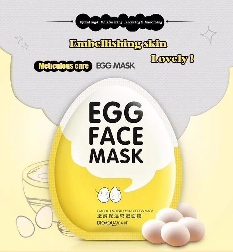 Bioaqua ovo facial máscara controle de óleo iluminar máscara enrolada macia hidratante máscara de pele hidratante máscara