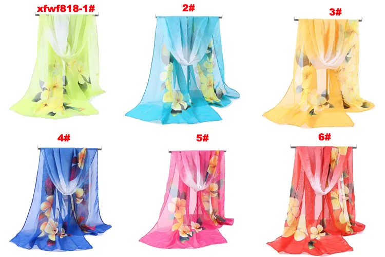 Factory Wholesale Fashion flowers Peacock Beach scarf chiffon georgette silk scarf women's spring and autumn beach scarf Wrap Swhal 160*50cm