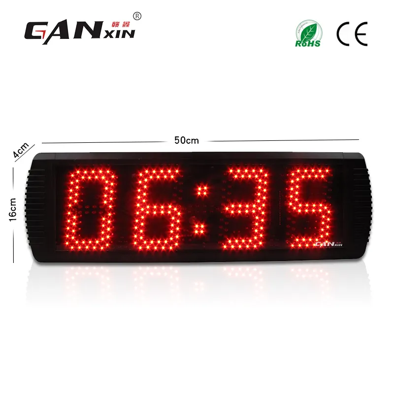 [GANXIN] Hot Vender 5 polegada 4 Dígitos Semi-ao ar livre LED Display Relógio de Parede com Contagem Regressiva Contagem Regressiva de Cronômetro De Alumínio Preto e função de Countup