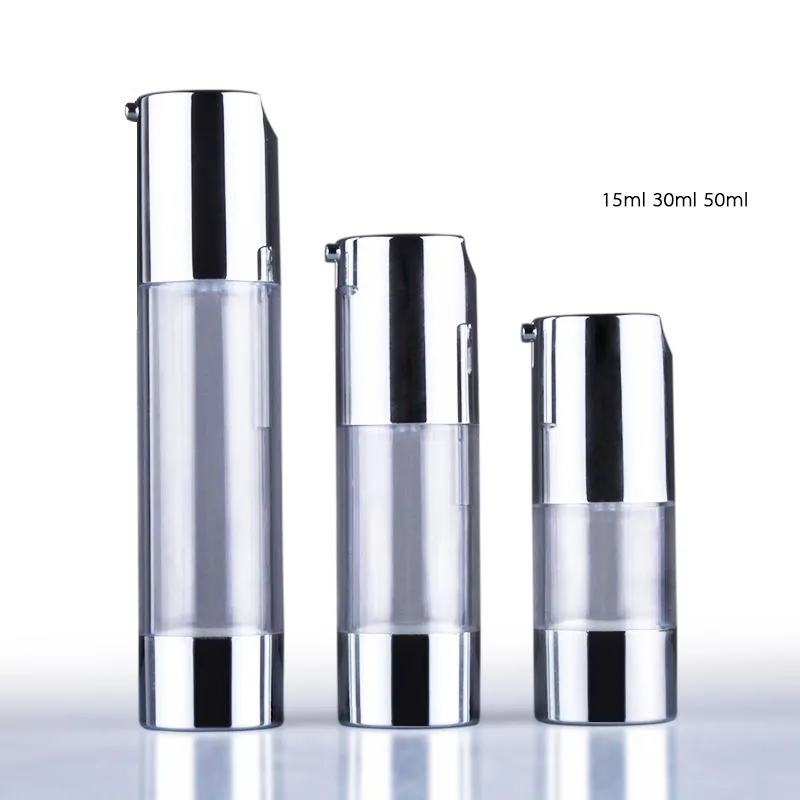 10st / parti Portable 30ml 15 ml Tom plastflaskor Pump för parfym Lotion Airless Cosmetic Bottle Clear Vakuumbehållare EB78