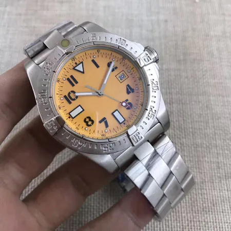 Hohe Qualität Uhren Männer Edelstahl Uhr Orange Zifferblatt Seawolf Automatische Mechanische Uhr Herren Edelstahl Kleid Wristw228V