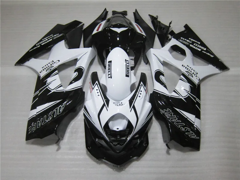 Kit de carretos de injeção para SUZUKI GSXR 1000 2005 2006 carenagens pretas brancas GSXR1000 K5 05 06 TO01