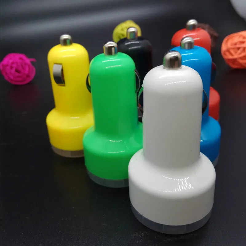 2 USB Colorful Car Charger Cigarette Port 5v 1A Micro auto power Adapter Dual USB for Apple samsung s7